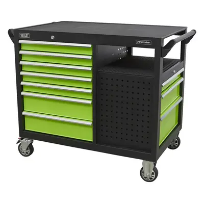 Heavy Duty Drawer Mobile Workstation Trolley - x Open Shelves - 5" Castors