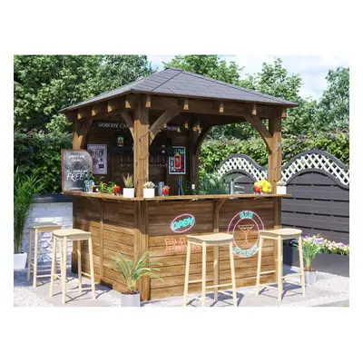 Dunster House Garden Bar 2.5m x 2.5m Wooden Outdoor Pub Shed Leviathan (L Shape)