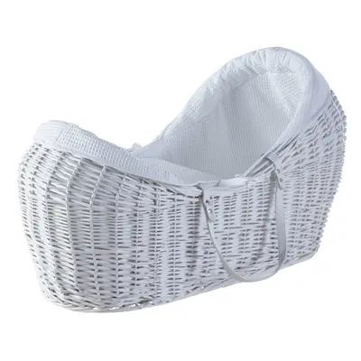 White Waffle White Wicker Pod Moses Basket With Mattress