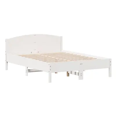 (white, x cm) vidaXL Bed Frame with Headboard Bed Base White 140x200 cm Solid Wood Pine