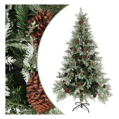 vidaXL Christmas Tree with Pine Cones Green and White cm PVC&PE Xmas Tree