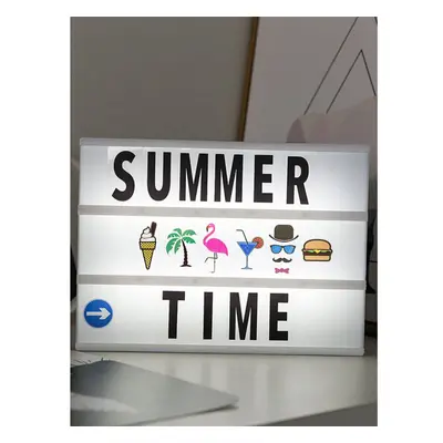 (White Light Box + Black Cards) LED Creative Lamp with 96PCS Letter Message Cards DIY Combinatio