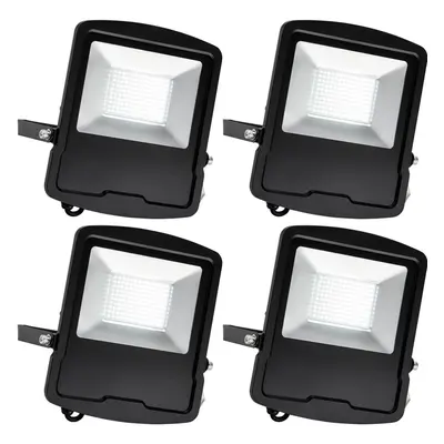 4 PACK Slim Outdoor IP65 Floodlight - 100W Daylight White LED - High Output