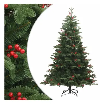 (240 cm) vidaXL Artificial Hinged Christmas Tree Pre Lit Xmas Tree with Cones & Berries