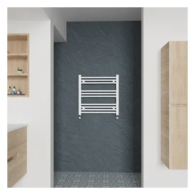 (Straight, 600x600mm) Warmehaus Heated Towel Rail White Bathroom Ladder Style Radiator Central H