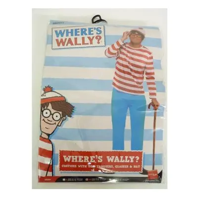 Medium Adult's Where's Wally Costume - Mens Wheres Wally Red White Fancy Dress Costume Medium