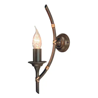 Wall Light Tied Bamboo Canes Style Round Mounting Bronze Patina LED E14 60W