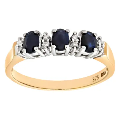 (I) Jewelco London 9ct Yellow Gold Diamond and Sapphire Eternity Ladies Ring