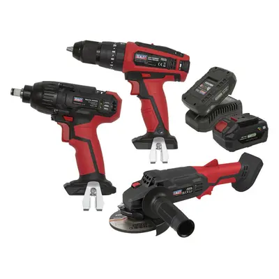 3x Cordless Power Tool Bundle & 2x Batteries - Drill Impact Driver Angle Grinder