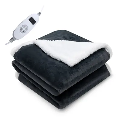 Electric Heated Blanket Fleece & Faux Rabbit Velvet W/10 Heat Settings