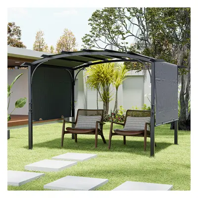 Arc-Shaped Steel Pergola with Retractable Canopy