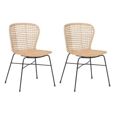 Set of Dining Chairs ELFROS Rattan Natural