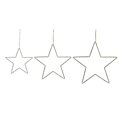 Set of Hanging Decorations Star KUNNARI Metal Silver 50/40/30 cm