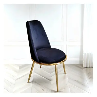 4x Riviera Black Luxury Velvet Dining Chairs With Gold Legs