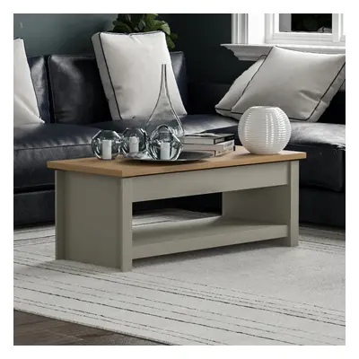 (Grey & Oak) Arlington Coffee Table Sliding Top Storage Drawer