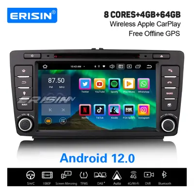 8" 64GB 8-Core Android Car Stereo For Octavia Yeti Rapid Roomster Superb Satnav DAB+ CarPlay WiF