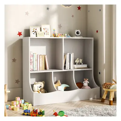 (White) 2-Tier Open Style Toy and Book Storage Organizer