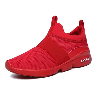 (Red, 10.5) Men Comfy Ankle Cushion Slip On Sports Sneakers