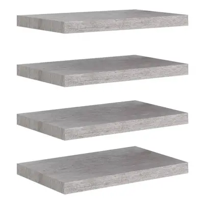 vidaXL 4x Floating Wall Shelves Concrete Grey MDF Bookcase Wall Board CD Rack