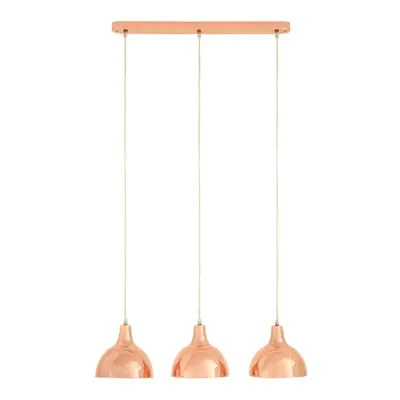 3 Shade Jasper Pendant Light Copper Finish Warm Glow