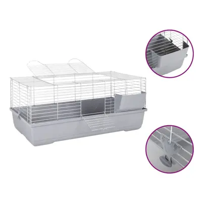 (100 x x cm) vidaXL Small Animal Cage Hamster Cage Rabbit Cage Grey Polypropylene and Metal