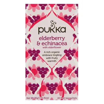 Pukka Herbal Teas Tea - Organic - Elderberry and Echinacea - Bags - Case of