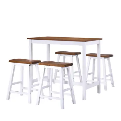 vidaXL Solid Wood Bar Table and Stool Set Piece Kitchen Dining Furniture