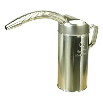 2 Litre Metal Measuring Jug with Flexible Spout - Tin Plated - Pouring Handle