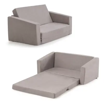 2-in-1 Fold out Flannelette Couch Kid's Convertible Sofa to Lounger