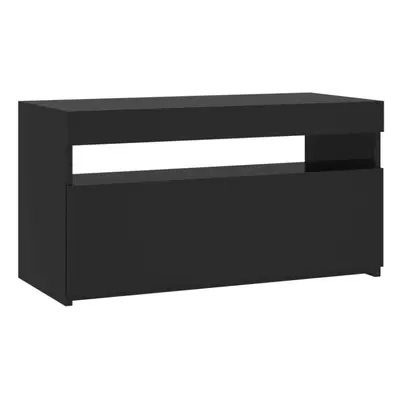 vidaXL TV Cabinet with LED Lights Black Media Unit Sideboard Home Furniture