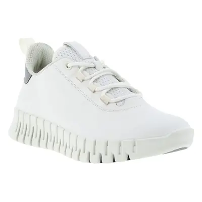 (6.5-7 (40EU) UK, White/Light Grey) ECCO Womens Gruuv Leather Leisure Elastic Laces Trainers Sne