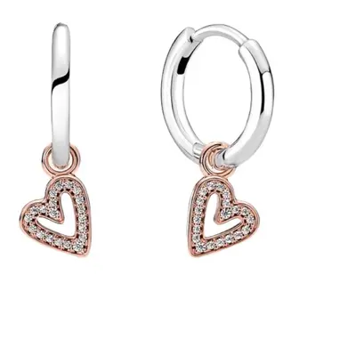 Pandora Sparkling Freehand Heart Hoop Earrings 280090C01