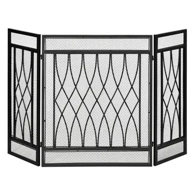 126cm 3-Panel Metal Folding Fireplace Screen Protective Guard Child Pet Home