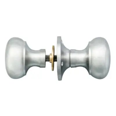 PAIR Large Mushroom Rimmed Mortice Door Knob 53mm Diameter Satin Chrome