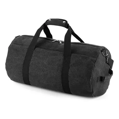 (One Size, Vintage Black) Bagbase Vintage Canvas Barrel Bag