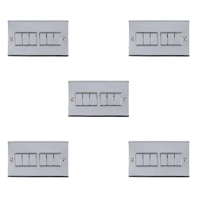 5 PACK Gang Metal Multi Light Switch POLISHED CHROME Way 10A GREY Trim