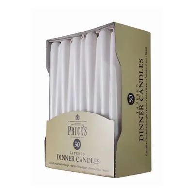 (One Size, White) Prices Tapered Unwrapped Dinner Candles (Pack Of 50)