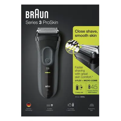 Braun Series ProSkin 3000s Men Electric Rechargeable Shaver Smooth Razor Black