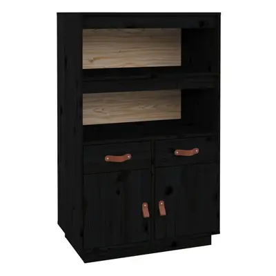 (Black) vidaXL Solid Wood Pine Highboard Wooden Buffet Cabinet Cupboard Multi Colours