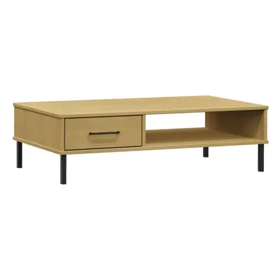 (brown) vidaXL Solid Wood Pine Coffee Table with Metal Legs OSLO Desk Multi Colours