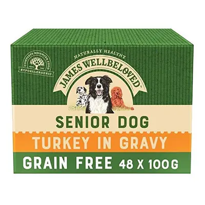 James Wellbeloved Senior Dog Wet Food Pouches, Grain Free Turkey in Gravy x 100g