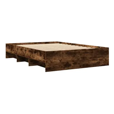 vidaXL Bed Frame Bed Base Home Bedstead Smoked Oak 140x190 cm Engineered Wood