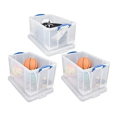 Really Useful Box 2x Litre + 1x64 Litre Storage Box Clear