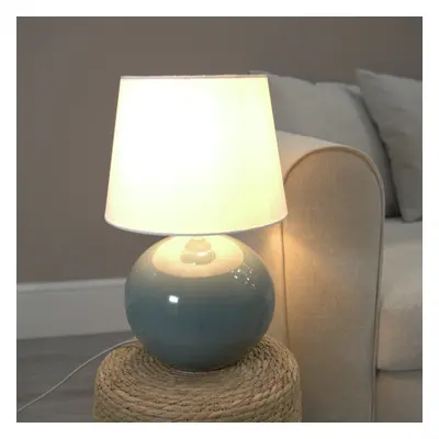 ValueLights Bosco Eucalyptus Table Lamp & White Tapered Shade & Bulb