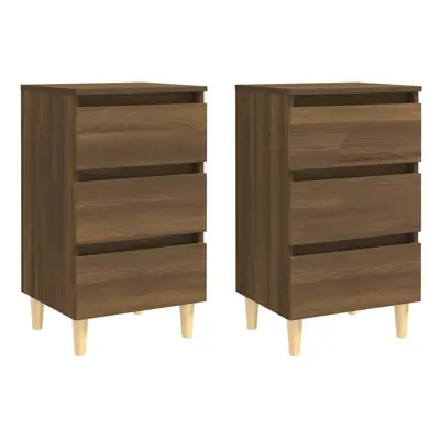 (brown oak, 2) vidaXL 1/2x Bed Cabinets & Wood Legs Nightstand Side Table Set Multi Colours