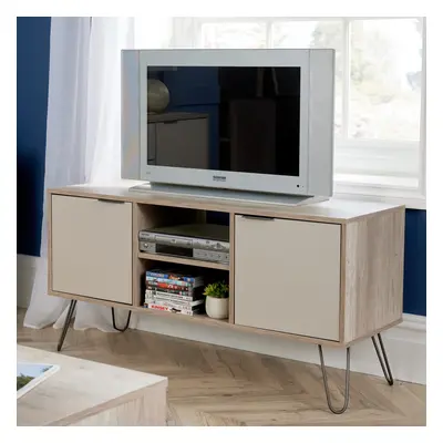 TV Media Unit Cabinet Stand Cupboard 115cm Doors Driftwood Effect Living Room