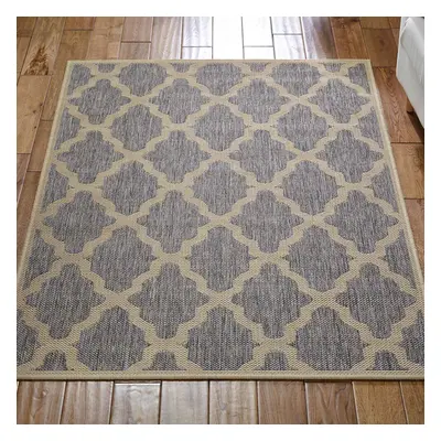 (Trellis - Grey, x cm) Non Slip Outdoor/Indoor Flatweave Rugs Patio garden Small Extra Large Mat