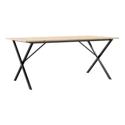 vidaXL Dining Table Kitchen Dinner Table X-Frame Solid Wood Pine and Steel