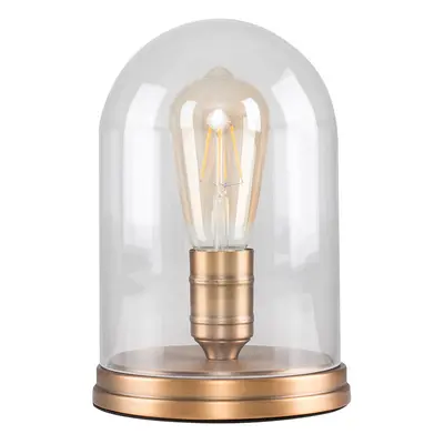 Retro Aged Brass Metal Base Glass Dome Table Lamp 4w LED Amber Bulb