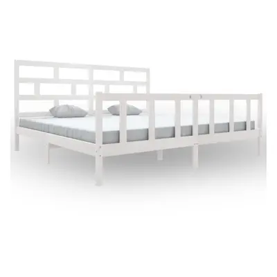 (white, x cm) vidaXL Bed Frame Bed Base Bedstead Bedroom Mattress Foundation Solid Wood Pine